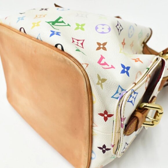 Authentic Louis Vuitton Multicolor Petit Noe Monogram Bucket Shoulder Bag White - Picture 10 of 11